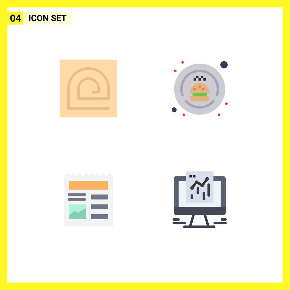 Group of 4 Modern Flat Icons Set for block document password food ui Editable Vector Design Elements
