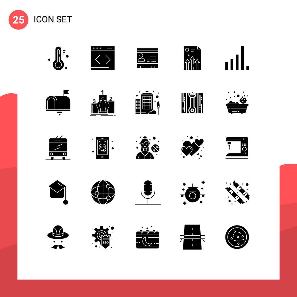 25 User Interface Solid Glyph Pack of modern Signs and Symbols of graph business business arrow people Editable Vector Design Elements