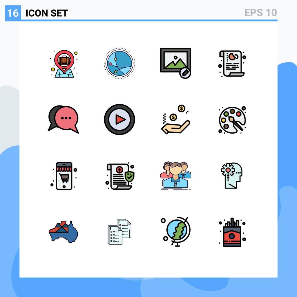 User Interface Pack of 16 Basic Flat Color Filled Lines of chat privacy network policy cookies Editable Creative Vector Design Elements