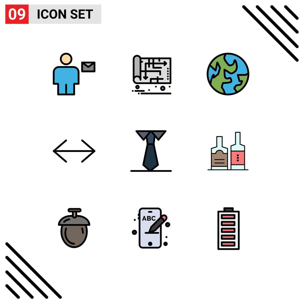 Pictogram Set of 9 Simple Filledline Flat Colors of education move map left world Editable Vector Design Elements