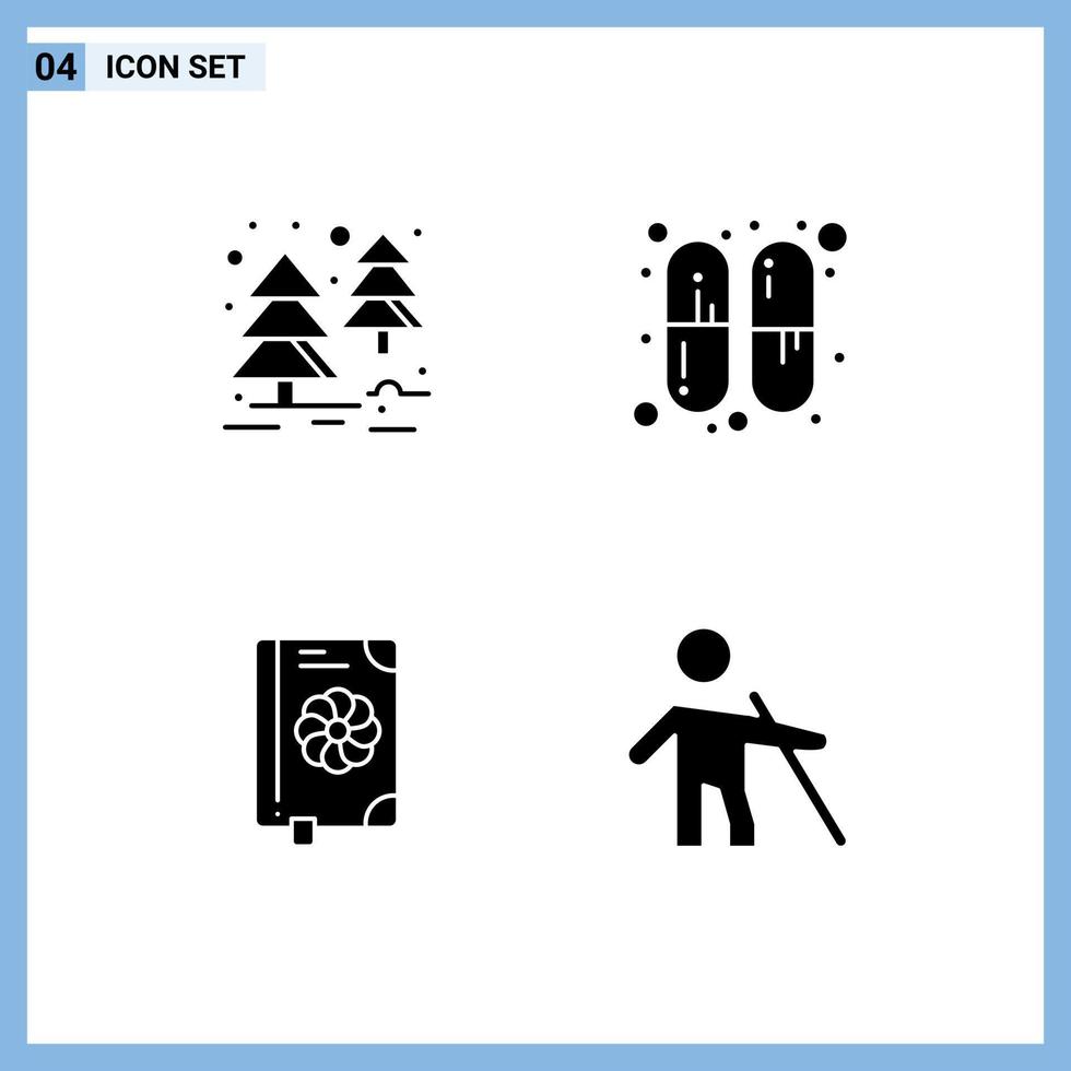 Modern Set of Solid Glyphs and symbols such as forest spring capsule book old Editable Vector Design Elements