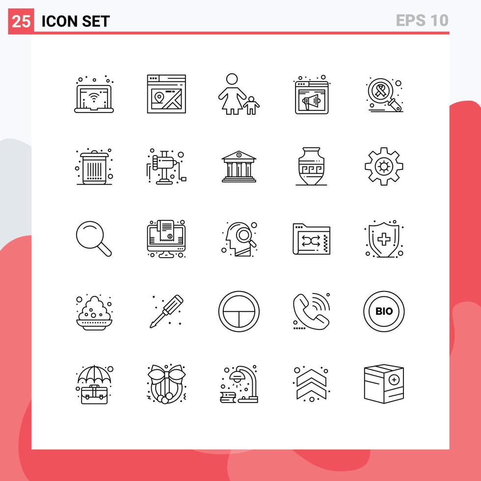 Set of 25 Modern UI Icons Symbols Signs for infection webpage kid speaker internet Editable Vector Design Elements