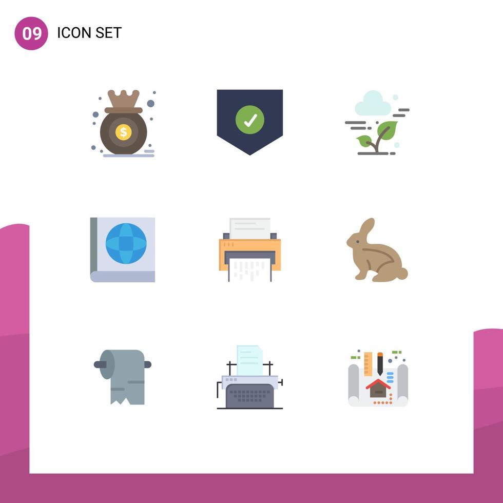 Mobile Interface Flat Color Set of 9 Pictograms of delete confidential shield book technology Editable Vector Design Elements