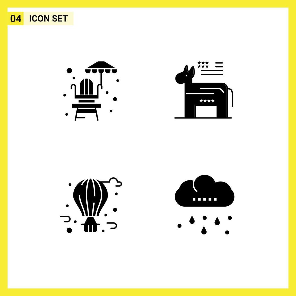 Set of Modern UI Icons Symbols Signs for life guard chair fly balloon donkey symbol cloud Editable Vector Design Elements