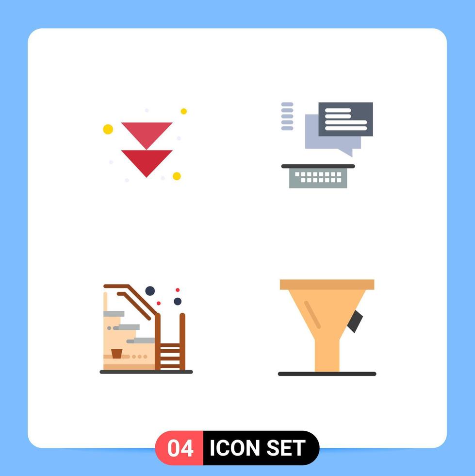 Set of 4 Modern UI Icons Symbols Signs for arrow stairs chat support property Editable Vector Design Elements