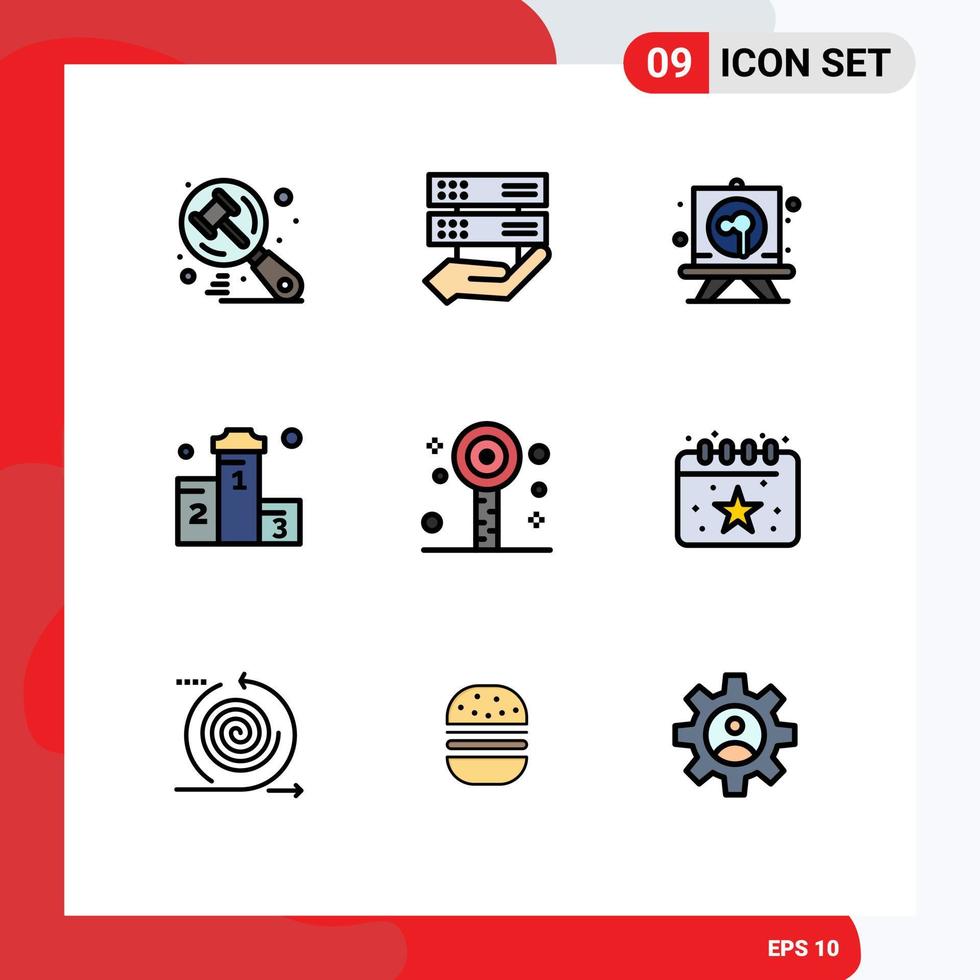 9 Filledline Flat Color concept for Websites Mobile and Apps fun won drawing win award Editable Vector Design Elements