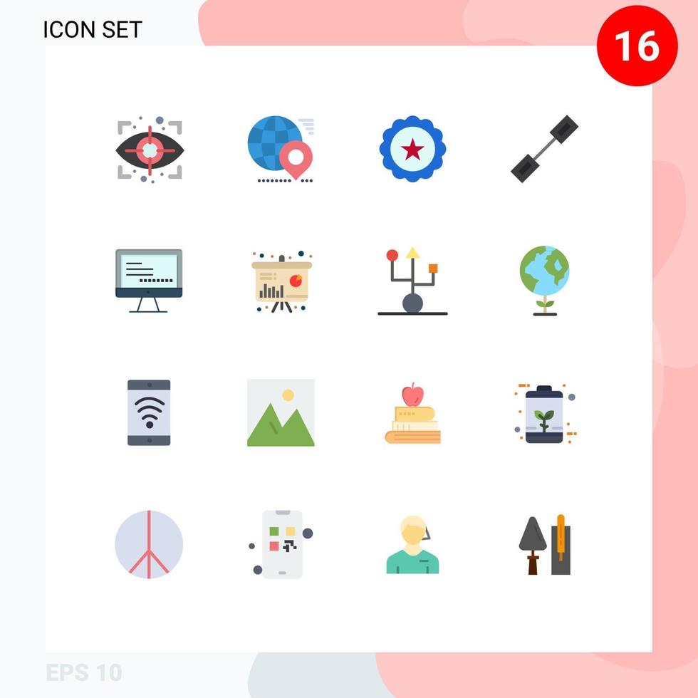 16 iconos creativos, signos y símbolos modernos de la cadena de eslabones de vidrio vinculados a monitores, paquete editable de elementos de diseño de vectores creativos