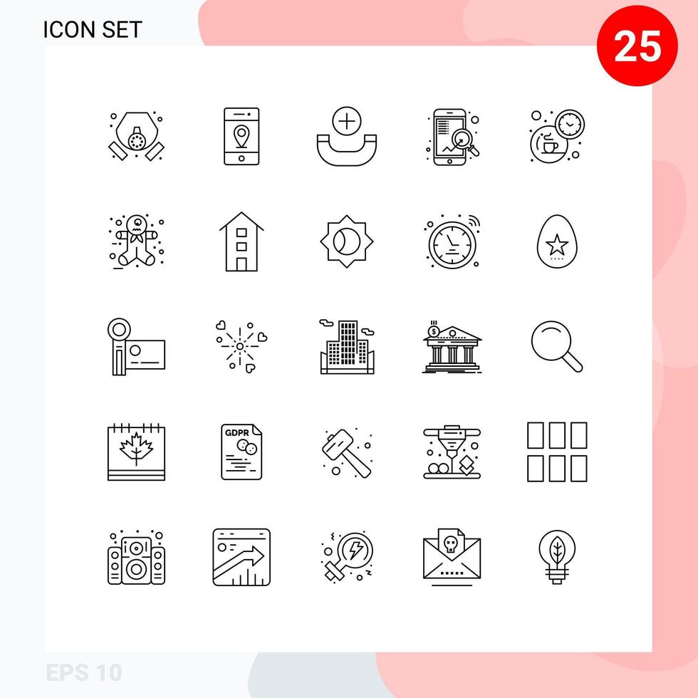 paquete de iconos de vector de stock de 25 signos y símbolos de línea para elementos de diseño de vector editable móvil seo de llamada de pausa para el té