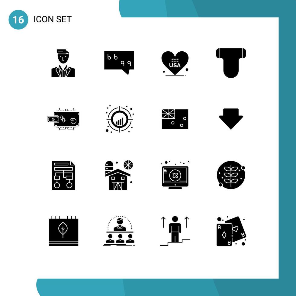 16 Universal Solid Glyph Signs Symbols of flow pampers heart diapers baby Editable Vector Design Elements