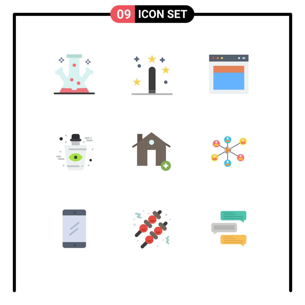 Set of 9 Modern UI Icons Symbols Signs for eye blood magic website site Editable Vector Design Elements