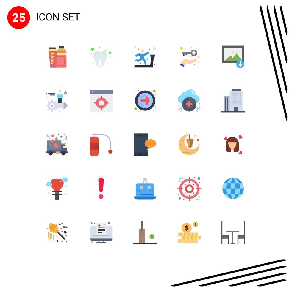 Pack of 25 Modern Flat Colors Signs and Symbols for Web Print Media such as image award exercise key to success business Editable Vector Design Elements