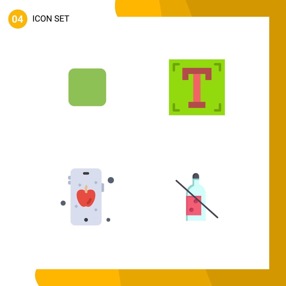 Set of 4 Modern UI Icons Symbols Signs for box apple designer program alcohol Editable Vector Design Elements
