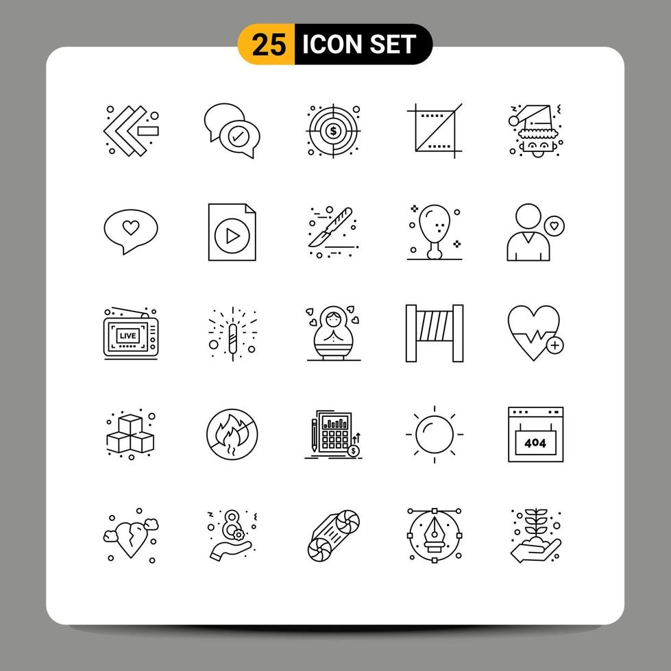 paquete de iconos de vector de stock de 25 signos y símbolos de línea para elementos de diseño de vector editables de medios web de objetivo de navidad de santa
