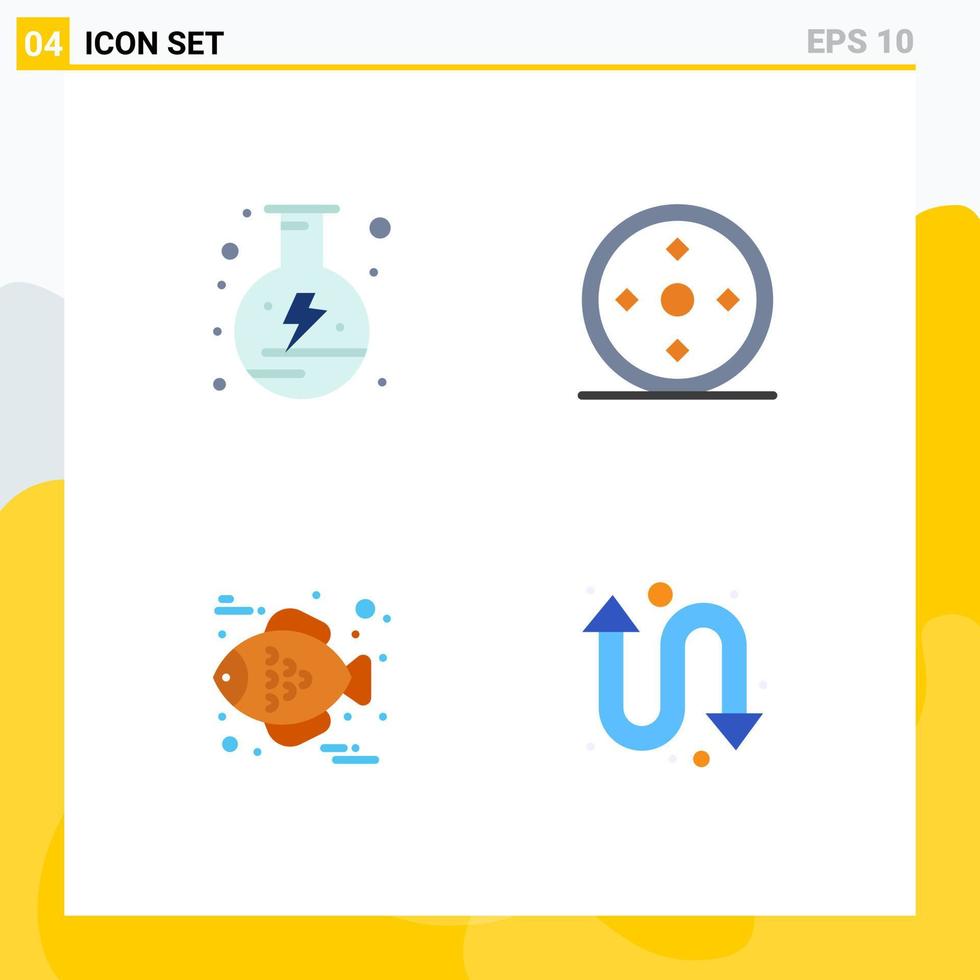 Mobile Interface Flat Icon Set of 4 Pictograms of electricity food flask sports arrows Editable Vector Design Elements