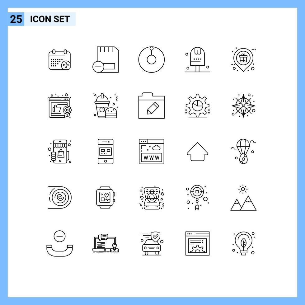 Stock Vector Icon Pack of 25 Line Signs and Symbols for market set remove kitchen done Editable Vector Design Elements