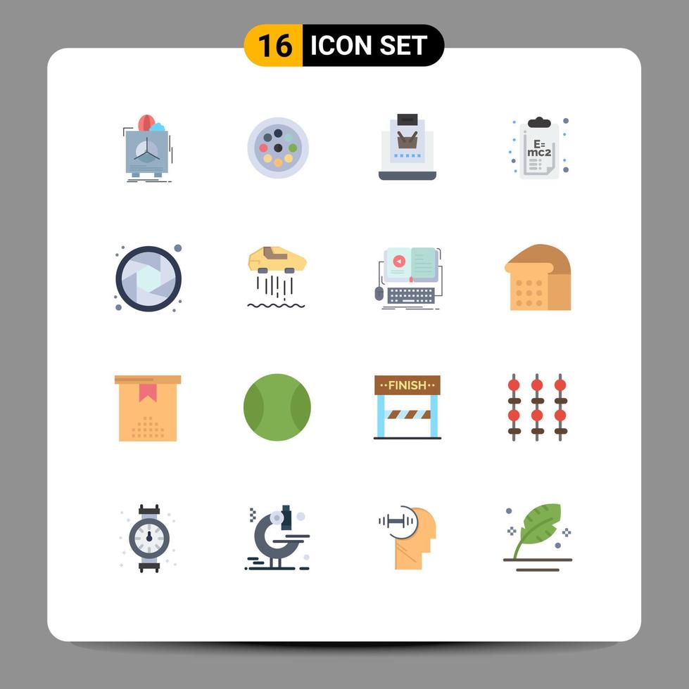 Set of 16 Modern UI Icons Symbols Signs for clip board formula plumbing chemistry shop Editable Pack of Creative Vector Design Elements