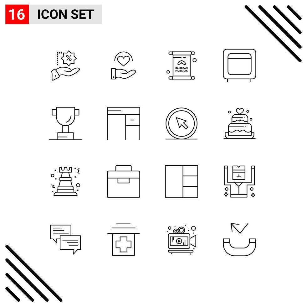16 Outline concept for Websites Mobile and Apps open gold letter box mubarak Editable Vector Design Elements