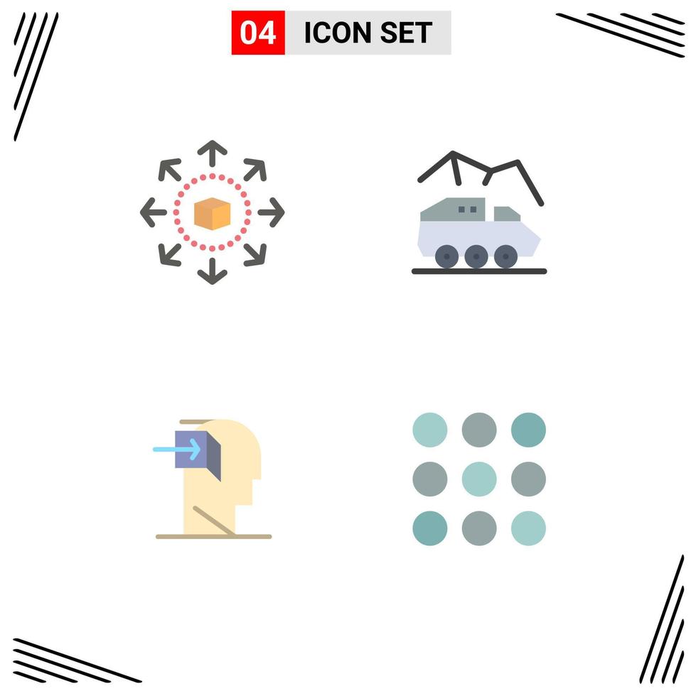 Pictogram Set of 4 Simple Flat Icons of ecommerce door shopping store rover inner Editable Vector Design Elements