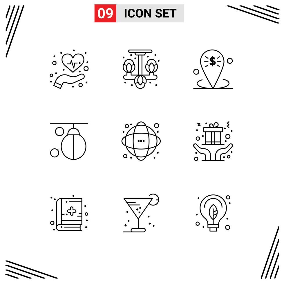 9 Outline concept for Websites Mobile and Apps training boxing banking boxer placeholder Editable Vector Design Elements