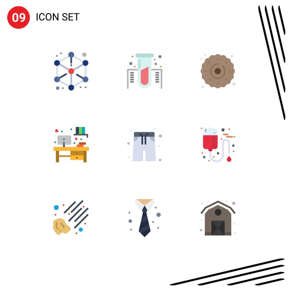 Universal Icon Symbols Group of 9 Modern Flat Colors of water workplace gas office sweets Editable Vector Design Elements