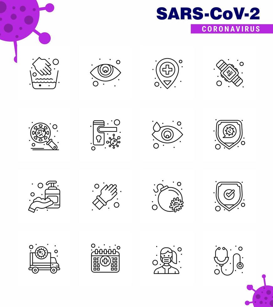 conjunto de iconos de prevención de coronavirus 2019ncov covid19 seguridad corona ubicación bacterias veinte coronavirus viral 2019nov enfermedad vector elementos de diseño