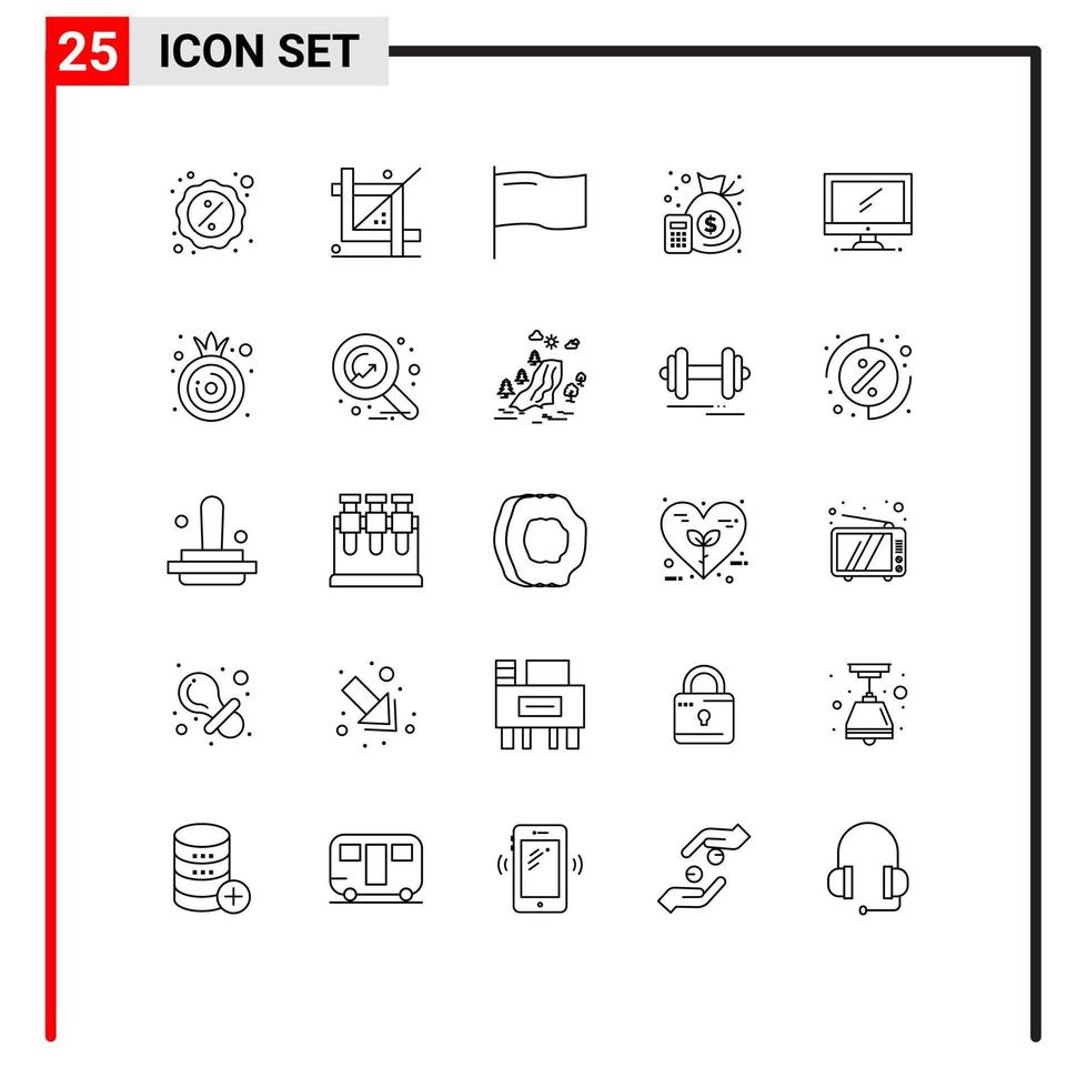 concepto de 25 líneas para sitios web móviles y aplicaciones gestión de computadoras desarrollo finanzas marcar elementos de diseño de vectores editables