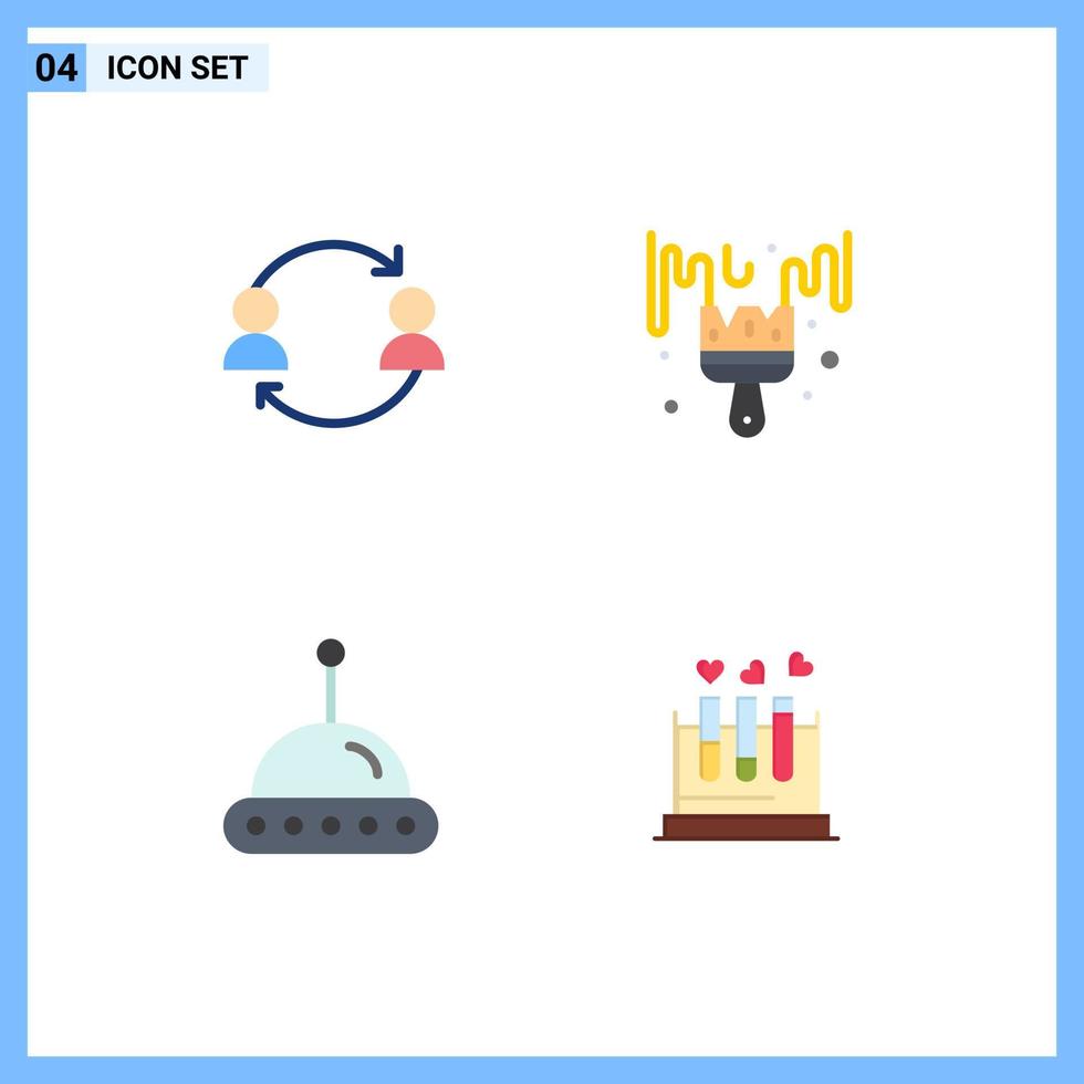 Modern Set of 4 Flat Icons and symbols such as avatar science transfer color ufo Editable Vector Design Elements