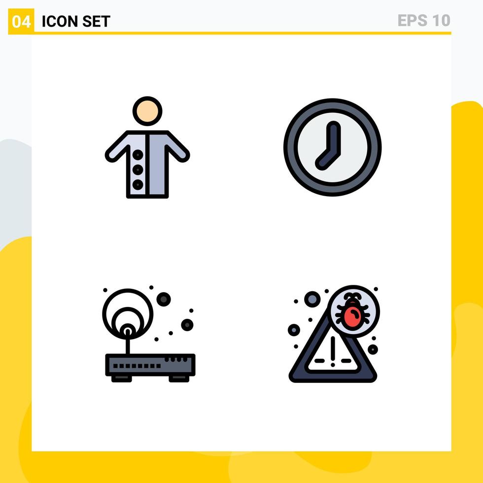Set of 4 Commercial Filledline Flat Colors pack for monk access preacher interface network Editable Vector Design Elements