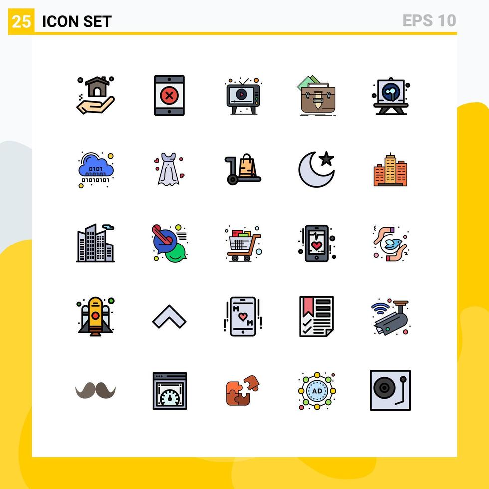 25 Creative Icons Modern Signs and Symbols of stationery drawing play briefcase file Editable Vector Design Elements