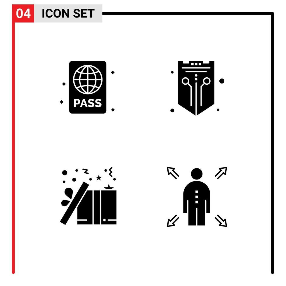 4 iconos creativos signos y símbolos modernos de caja de red de piscina web de playa elementos de diseño vectorial editables vector