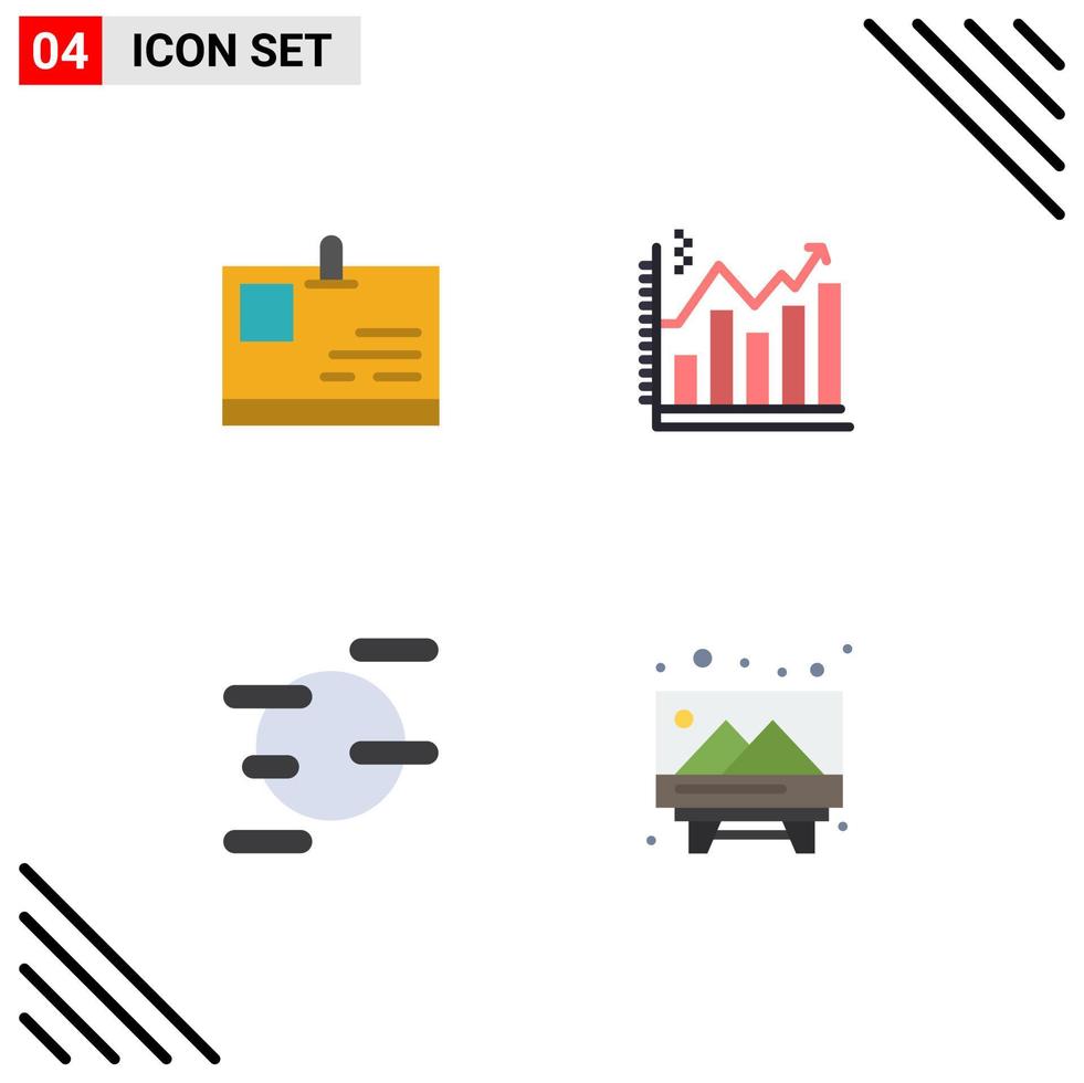 Set of 4 Vector Flat Icons on Grid for card science pass business uranus Editable Vector Design Elements