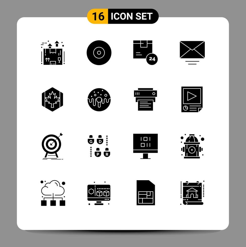 conjunto de 16 iconos de interfaz de usuario modernos signos de símbolos para correo de bandera dvd carta envío elementos de diseño vectorial editables vector