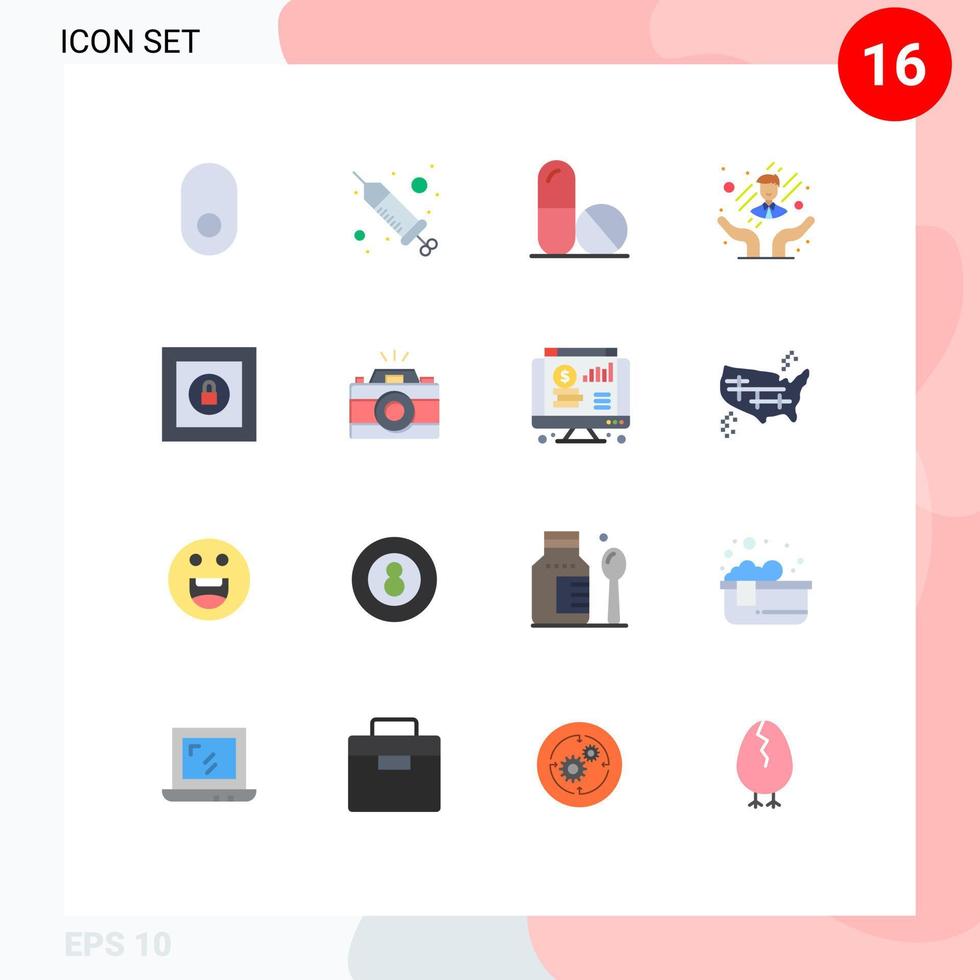 16 iconos creativos signos y símbolos modernos de imagen producto ciencia bloqueo cuidado de empleados paquete editable de elementos de diseño de vectores creativos