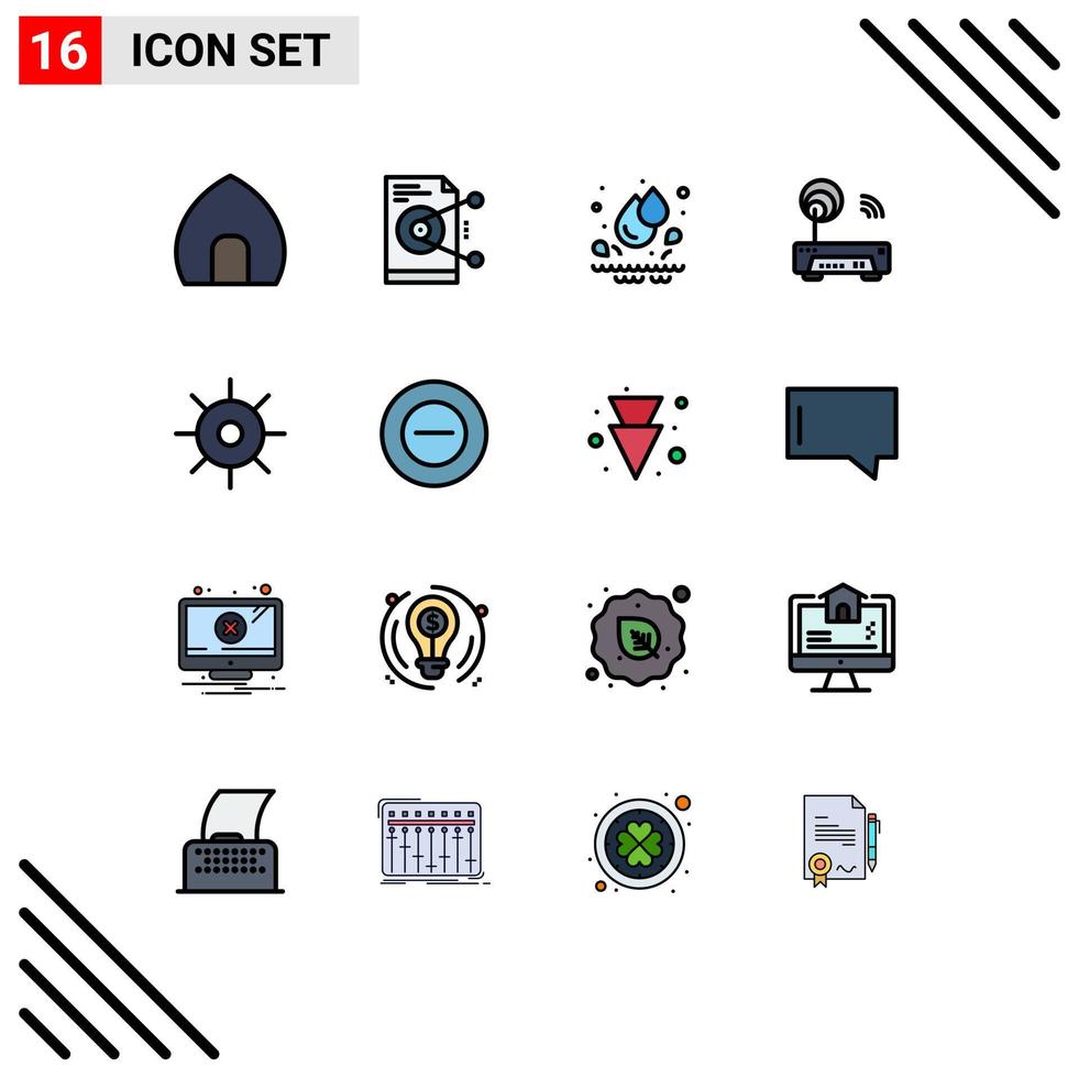 Universal Icon Symbols Group of 16 Modern Flat Color Filled Lines of biology router work electronic park Editable Creative Vector Design Elements