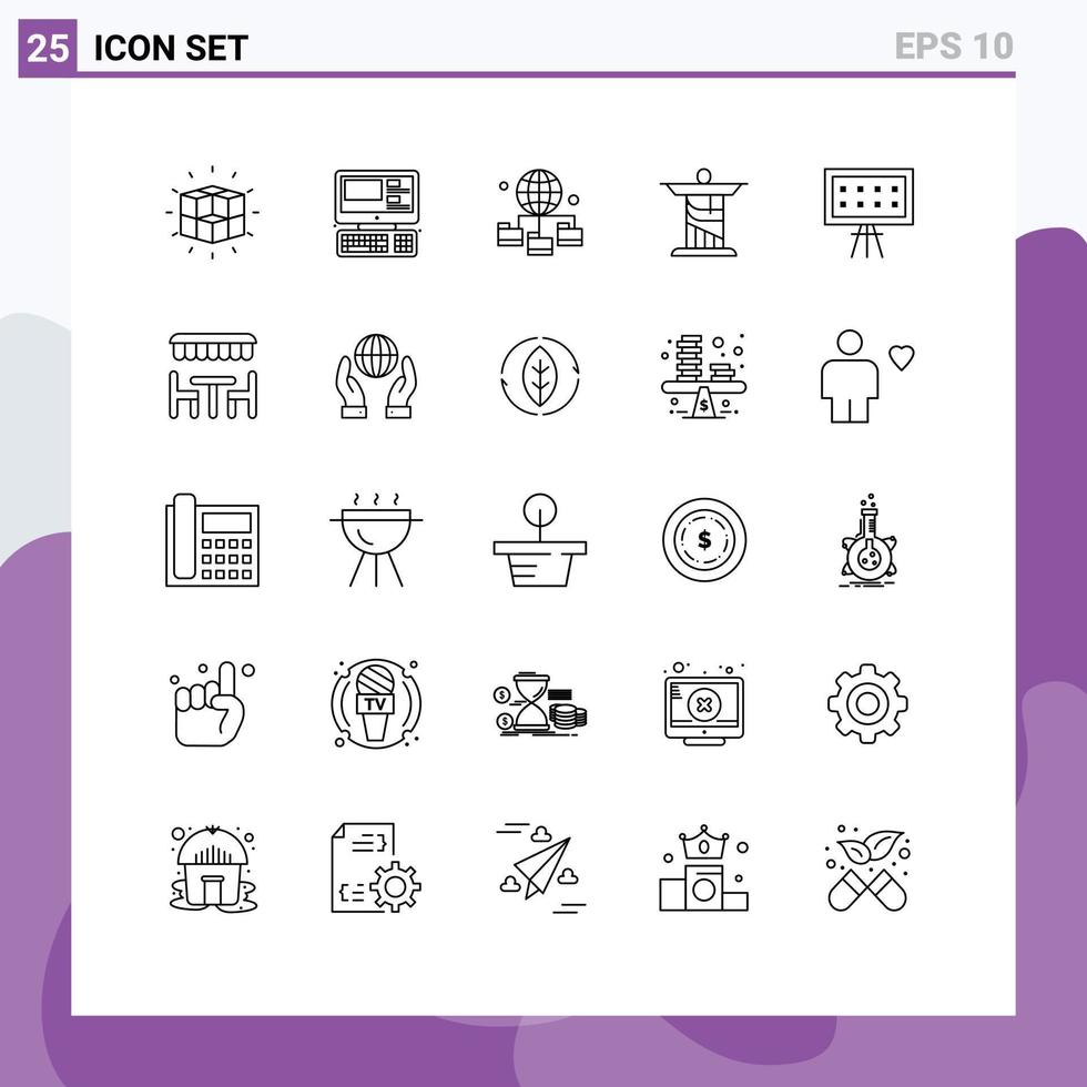 Line Pack of 25 Universal Symbols of alphabet monument education christ folder Editable Vector Design Elements