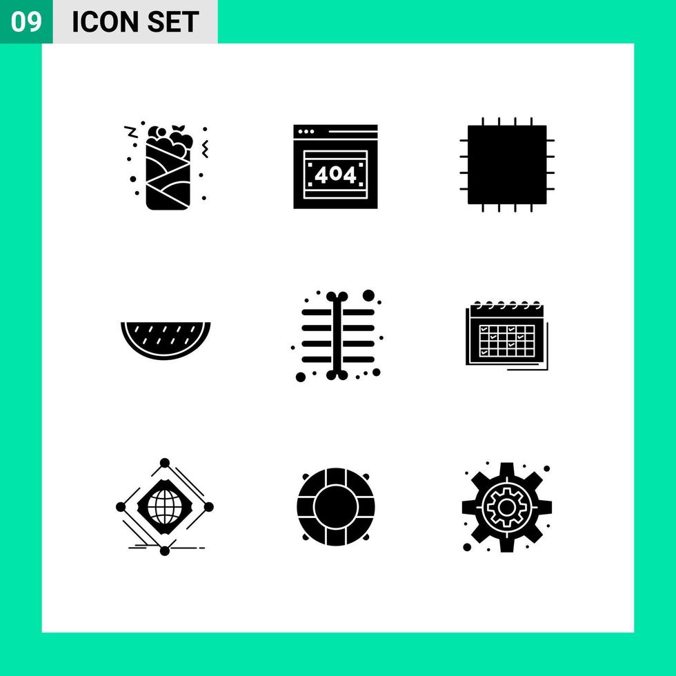 9 Universal Solid Glyph Signs Symbols of business skeleton xray patch ray water Editable Vector Design Elements