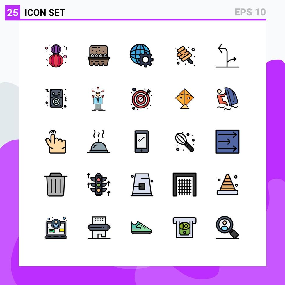 Universal Icon Symbols Group of 25 Modern Filled line Flat Colors of signs arrows control candy marshmallow Editable Vector Design Elements