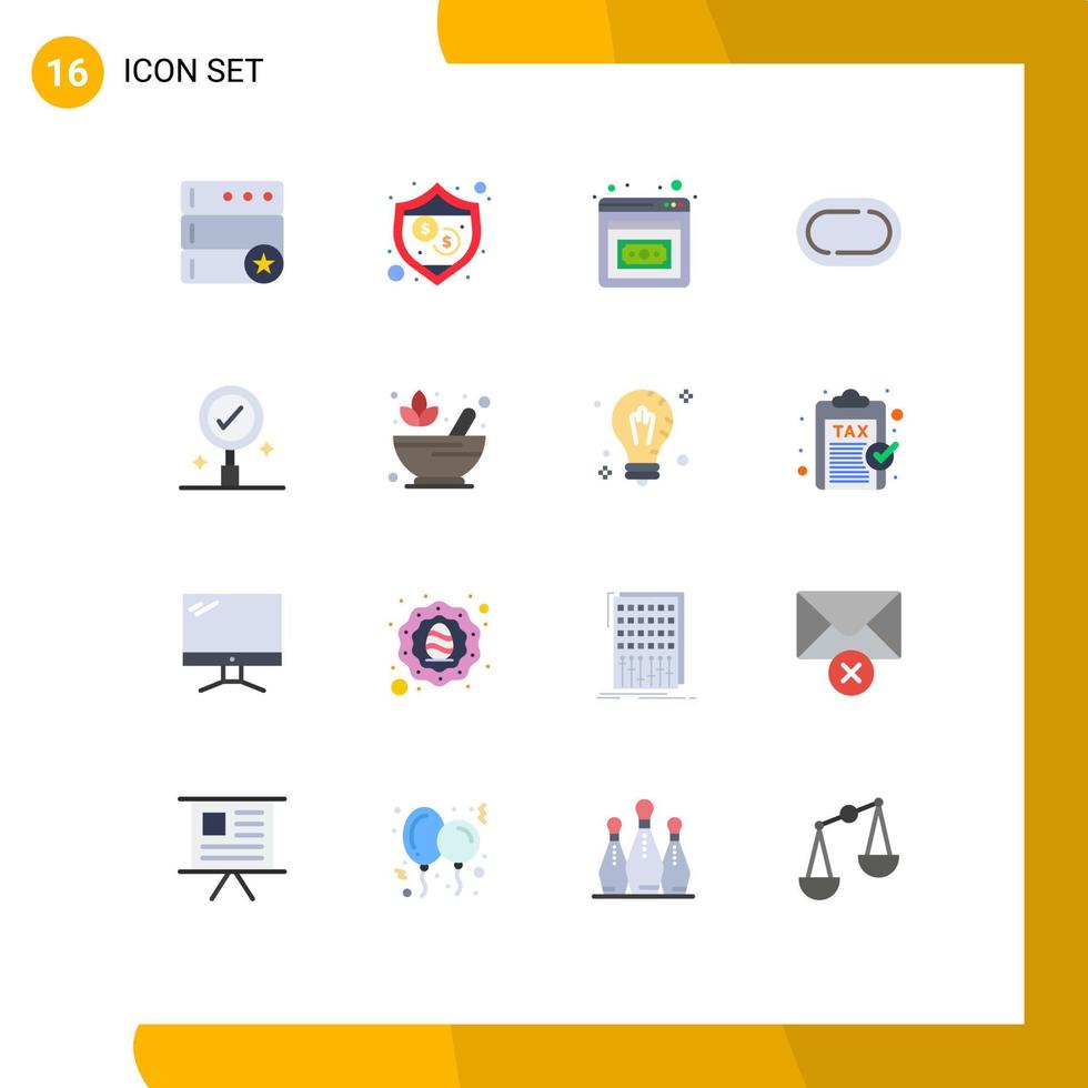 Pictogram Set of 16 Simple Flat Colors of rx mortar investment search business Editable Pack of Creative Vector Design Elements