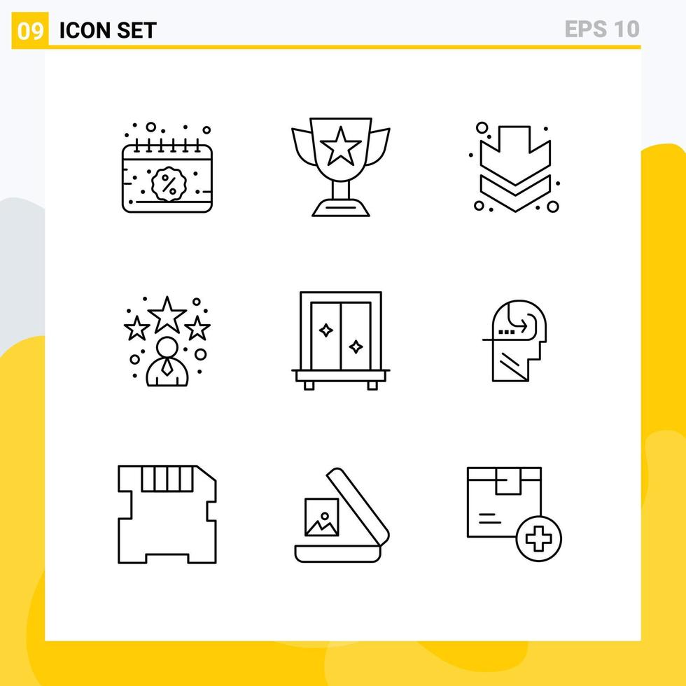 9 Thematic Vector Outlines and Editable Symbols of cupboard star trophy manager avatar Editable Vector Design Elements