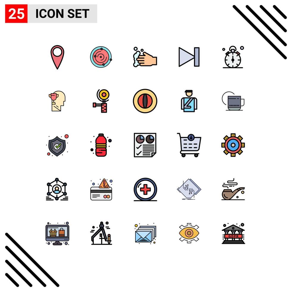Modern Set of 25 Filled line Flat Colors Pictograph of timer stop soap watch last Editable Vector Design Elements