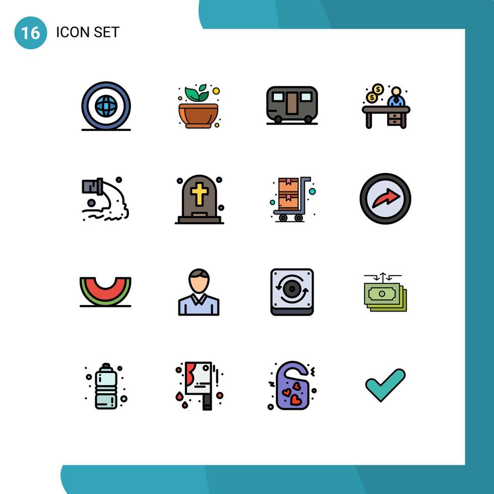 Mobile Interface Flat Color Filled Line Set of 16 Pictograms of reception contact spa business travel Editable Creative Vector Design Elements