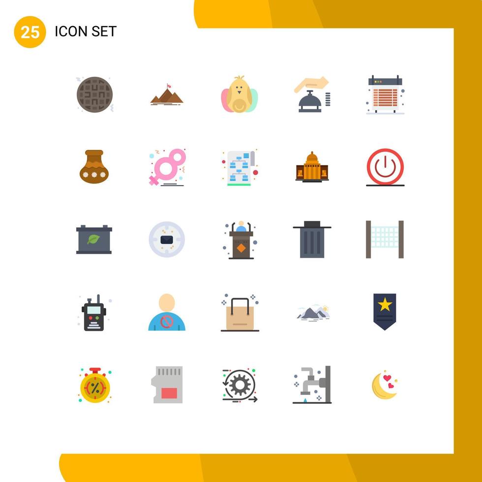 Pictogram Set of 25 Simple Flat Colors of fan computer baby security alarm Editable Vector Design Elements