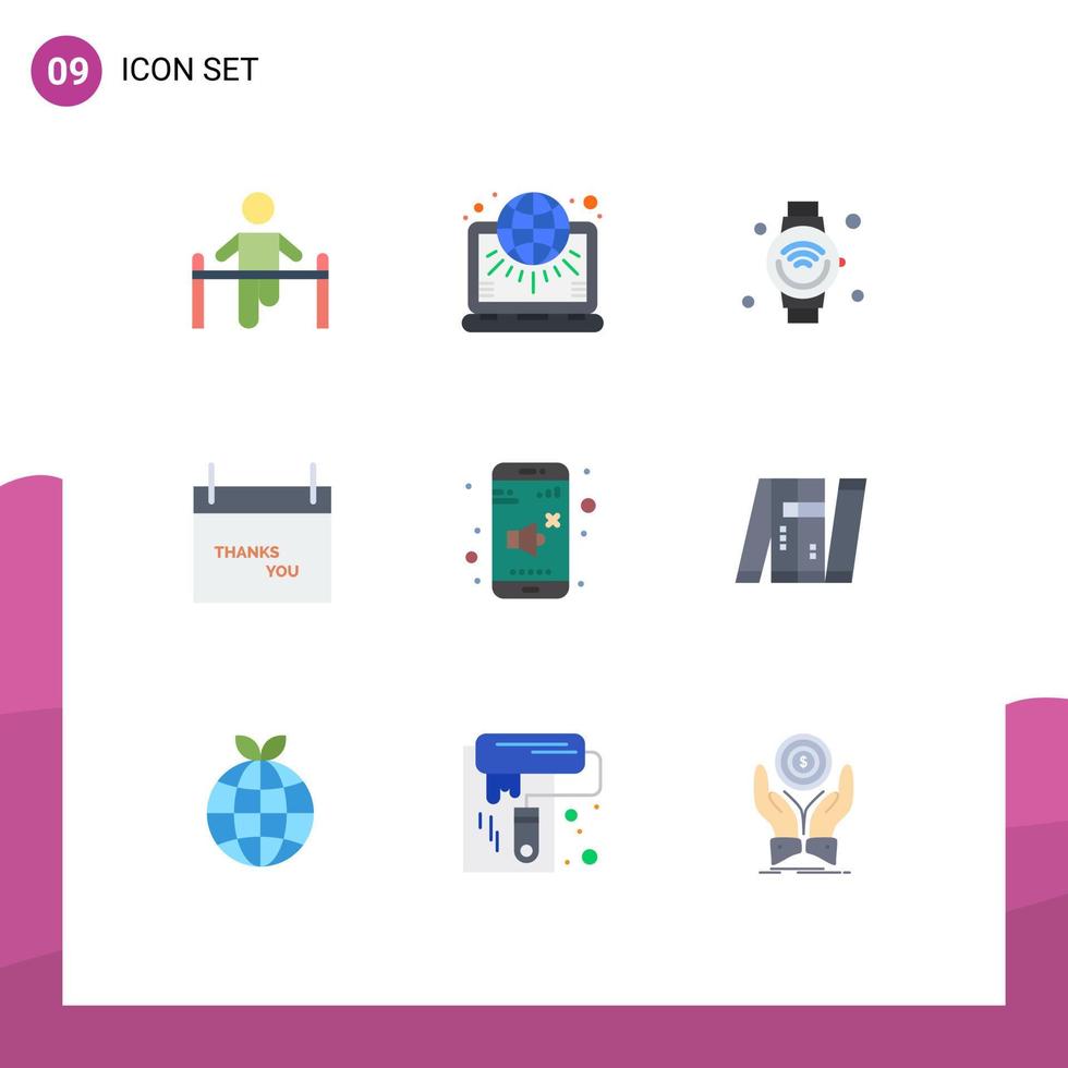 conjunto de 9 iconos de interfaz de usuario modernos símbolos signos para calendario de temporada mundo wifi internet de cosas elementos de diseño vectorial editables vector