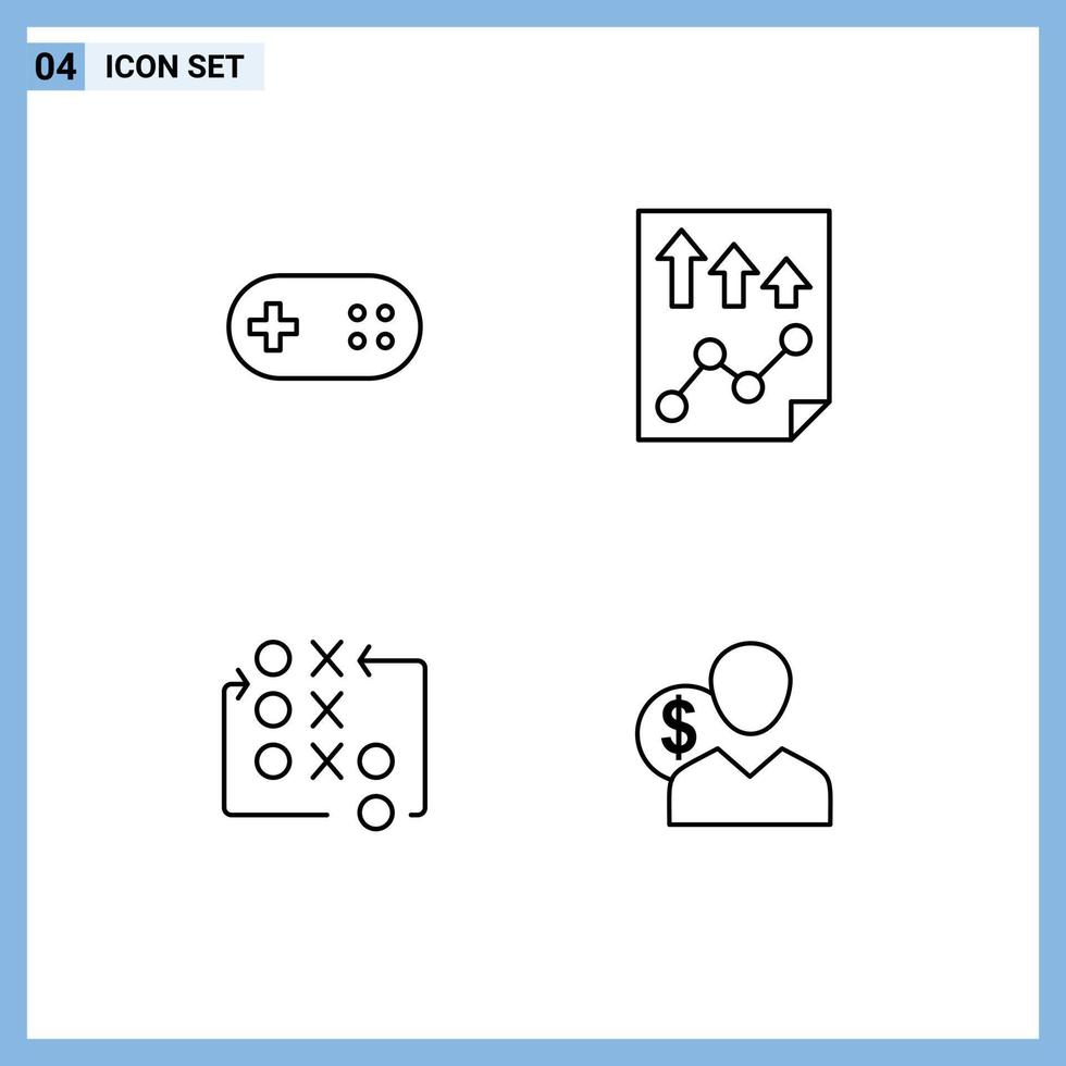 Stock Vector Icon Pack of 4 Line Signs and Symbols for aid game plus page strategy Editable Vector Design Elements