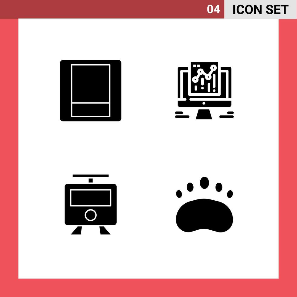 Solid Glyph Pack of 4 Universal Symbols of light subway analytics web badge Editable Vector Design Elements