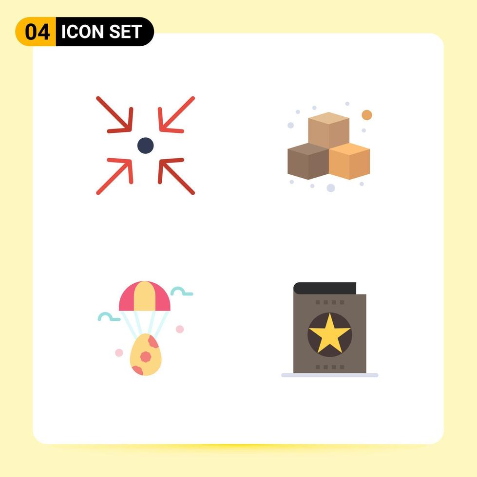 Universal Icon Symbols Group of 4 Modern Flat Icons of arrow bloon cubes play book Editable Vector Design Elements