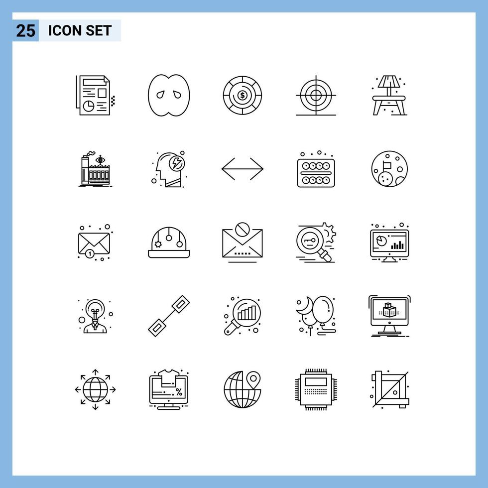 Set of 25 Commercial Lines pack for lump home budget shape education Editable Vector Design Elements