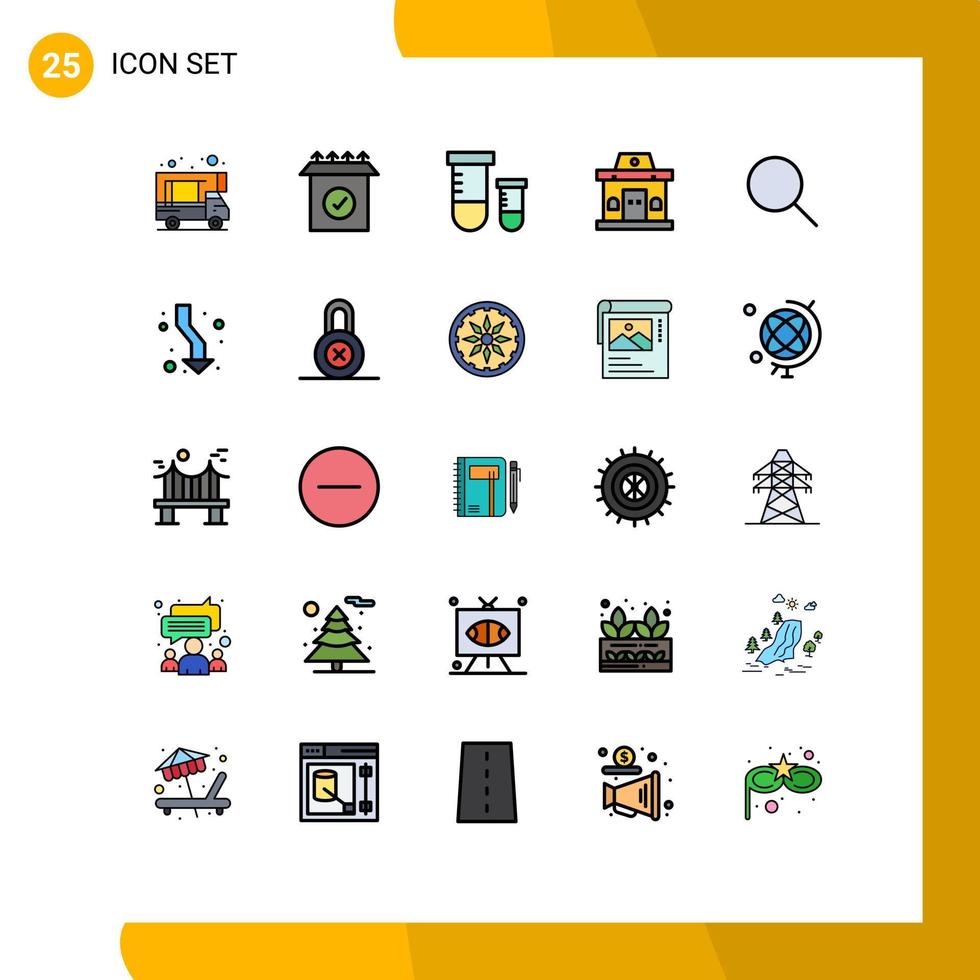 Pictogram Set of 25 Simple Filled line Flat Colors of ui research science search ticket Editable Vector Design Elements