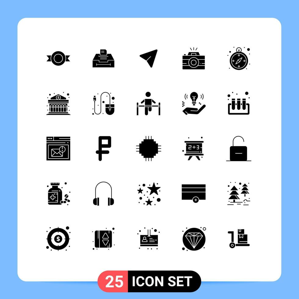 25 Creative Icons Modern Signs and Symbols of navigation compass pin photography image Editable Vector Design Elements