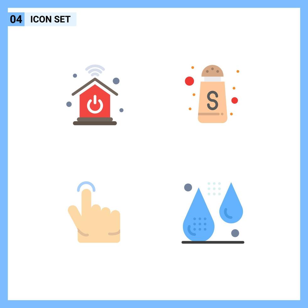 Modern Set of 4 Flat Icons Pictograph of home network blood serve finger drops Editable Vector Design Elements